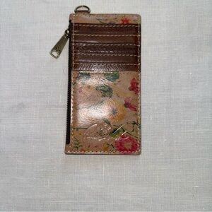 Patricia Nash Brown and Pink Leather Wallet with Floral Design